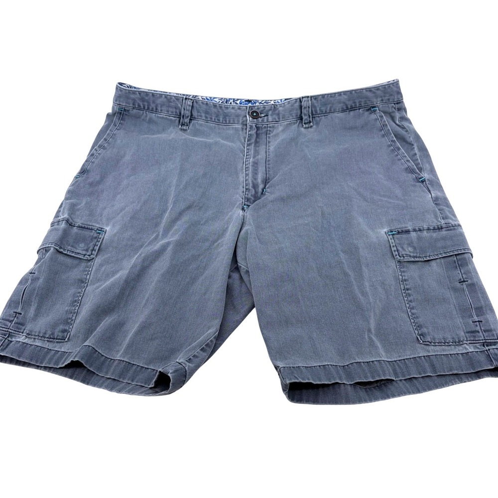 Tommy Bahama Mens Cargo Shorts 40 Blue Gray Faded Stretch Cotton Twill Casual